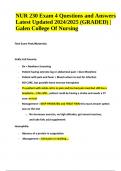 NUR 230 Exam 4 Questions and Answers Latest Updated 2024/2025 (GRADED) | Galen College Of Nursing