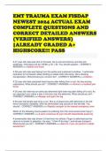 EMT TRAUMA EXAM FISDAP NEWEST 2024 ACTUAL EXAM COMPLETE QUESTIONS AND CORRECT DETAILED ANSWERS (VERIFIED ANSWERS) |ALREADY GRADED A+ HIGHSCORE!!! PASS