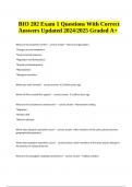 BIO 202 Exam 1 Questions With 100% Correct Answers Updated 2024/2025 (Graded A+)