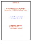 Test Bank for Cultural Anthropology, An Applied Perspective, 11th Edition Ferraro (All Chapters included)