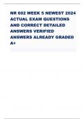NR 602 WEEK 5 NEWEST 2024 ACTUAL EXAM QUESTIONS AND CORRECT DETAILED ANSWERS VERIFIED ANSWERS ALREADY GRADED A+