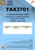 TAX3701 Assignment 2 (COMPLETE ANSWERS) Semester 1 2024 (798141) - DUE 19 April 2024 