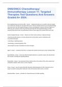 ONS/ONCC Chemotherapy/ Immunotherapy Lesson 11: Targeted Therapies Test Questions And Answers Graded A+ 2024.