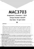 MAC3703 Assignment 2 (ANSWERS) Semester 1 2024 - DISTINCTION GUARANTEED.