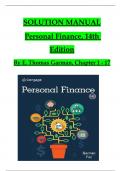 Solution and Answer Guide for Personal Finance, 14th Edition By E. Thomas Garman, Verified Chapters 1 - 17, Complete Newest Version