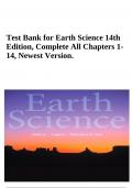 Test Bank for Earth Science 14th Edition, By Tarbuck Complete All Chapters 1- 14, Newest Version.