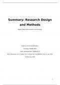 Summary Research Design and Methods (2024), contains elaboration of the lectures, literature, web lectures and notes from the lectures