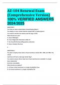 AZ-104 Renewal Exam (Comprehensive Version) 100% VERIFIED ANSWERS  2024/2025 ALREADY PASSED