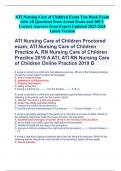 ATI Nursing Care of Children Exam Test Bank Exam  with All Questions from Actual Exam and 100%  Correct Answers from Expert Updated 2023-2024  Latest Version