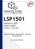 LSP1501 Assignment 2 (DETAILED ANSWERS) 2024 - DISTINCTION GUARANTEED