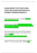 GUAM DRIVER'S TEST STUDY GUIDE LATEST 2024 EXAM QUESTIONS WITH COPRRECT ANSWERS GRADED A+