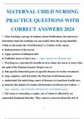 MATERNAL CHILD NURSING PRACTICE QUESTIONS WITH CORRECT ANSWERS 2024
