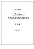 (WGU C121) HIST 1010 US HISTORY FINAL EXAM REVIEW Q & A 2024