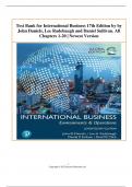 Test Bank for International Business 17th Edition by by John Daniels, Lee Radebaugh and Daniel Sullivan. All Chapters 1-20 | Newest Version 2024 || A+