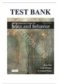 Test Bank For An Introduction to Brain and Behavior by Bryan Kolb, ISBN 1319254381, Chapter 1-16