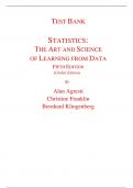 Test Bank for Statistics The Art and Science of Learning from Data 5th Edition (Global Edition) By Alan Agresti, Christine Franklin, Bernhard Klingenberg (All Chapters, 100% Original Verified, A+ Grade)