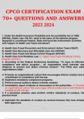 CPCO CERTIFICATION EXAM 70+ QUESTIONS AND ANSWERS 2023 2024