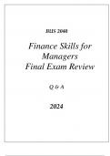 (WGU D076) BUS 2040 FINANCE SKILLS FOR MANAGERS FINAL EXAM REVIEW Q & A 202