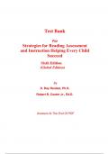 Test Bank for Strategies for Reading Assessment and Instruction Helping Every Child Succeed 6th Edition (Global Edition) By Ray Reutzel, Robert Cooter (All Chapters, 100% Original Verified, A+ Grade)