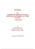 Test Bank for Strategies for Reading Assessment and Instruction Helping Every Child Succeed 6th Edition By Ray Reutzel, Robert Cooter (All Chapters, 100% Original Verified, A+ Grade)