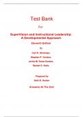 Test Bank for SuperVision and Instructional Leadership A Developmental Approach 11th Edition By Carl Glickman, Stephen Gordon, Jovita Ross-Gordon, Rachel Solis (All Chapters, 100% Original Verified, A+ Grade)