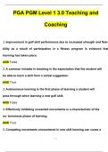 PGA PGM Level 1 3.0 Teaching and Coaching Questions with 100% Correct Answers | Updated | Download to score A+