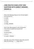 CORE PRACTICE EXAM LATEST 2024 QUESTIONS WITH CORRECT ANSWERS GRADED A+