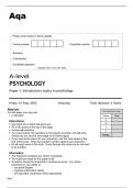 A-level PSYCHOLOGY Paper 1 Introductory topics in psychology
