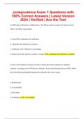 Jurisprudence Exam 1 Questions with 100% Correct Answers | Latest Version 2024 | Verified | Ace the Test