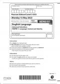 Pearson Edexcel GCE English Language Advanced subsidiary Paper 1(8EN0/01:Language: Context and Identity)June 2023 Question paper