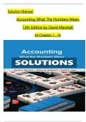 Accounting What The Numbers Mean, 13th Edition Solution Manual By David Marshall, Verified Chapter's 1 - 16 , Complete Newest Version