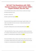 541 ALF Test Questions with 100% Correct Answers | Latest Version 2024 | Expert Verified | Ace the Test