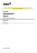 2023 AQA A-level GEOGRAPHY 7037/2 Paper 2 Human geography Mark scheme & Insert (Merged) June 2023 [VERIFIED]