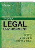 Solution Manual For Legal Environment, 8th Edition Jeffrey F. BeattySusan S. SamuelsonPatricia Sanchez Abril