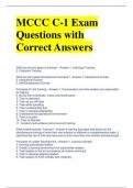 MCCC C-1 Exam Questions with Correct Answers