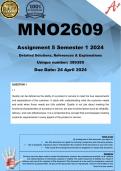 MNO2609 Assignment 5 (COMPLETE ANSWERS) Semester 1 2024 (399385) - DUE 24 April 2024