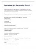 Psychology 435 (Personality) Exam 1 Written Fully Solved Questions 100% Guaranteed A+.