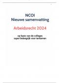 NCOI nieuwe samenvatting arbeidsrecht 2024 / super belangrijk voor tentamen