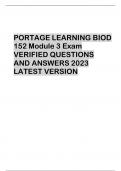 PORTAGE LEARNING BIOD 152 Module 3 Exam VERIFIED QUESTIONS AND ANSWERS 2023 LATEST VERSION
