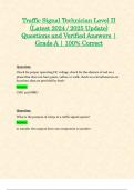 Traffic Signal Technician Level II (Latest 2024 / 2025 Update) Questions and Verified Answers | Grade A | 100% Correct