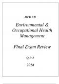 (UOP) MPH 540 ENVIRONMENTAL & OCCUPATIONAL HEALTH MANAGEMENT