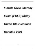 Florida Civic Literacy Exam (FCLE) Study Guide 100Questions Updated 2024