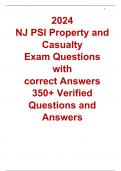 2024  NJ PSI Property and Casualty  Exam Questions with  correct Answers  350+ Verified Questions and Answers