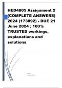 HED4805 Assignment 2 (COMPLETE ANSWERS) 2024 (173892) - DUE 21 June 2024 ; 100% TRUSTED workings, explanations and solutions. ........................................ Question 1 (25) Section A of this question is based on the given extract from chapter 2 