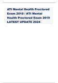 ATI Mental Health Proctored  Exam 2019 / ATI Mental  Health Proctored Exam 2019 LATEST UPDATE 2024