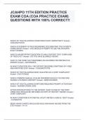 JCAHPO 11TH EDITION PRACTICE EXAM COA (COA PRACTICE EXAM) QUESTIONS WITH 100% CORRECT!!