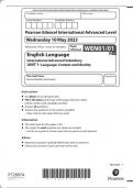 Pearson Edexcel A-Level English Language Advanced Subsidiary UNIT 1: Language: Context and Identity January 2024 Authentic Marking Scheme Attached