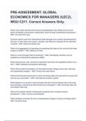 PRE-ASSESSMENT: GLOBAL ECONOMICS FOR MANAGERS (UZC2). WGU C211 Exam Questions With  Correct Answers 2024/2025.