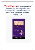 Test Bank for Nursing Research Generating and Assessing Evidence for Nursing Practice 11th Edition by Denise Polit; Cheryl Beck |9781975110642| Chapter 1-33| 2024/2025