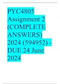 PYC4805 Assignment 2 (COMPLETE ANSWERS) 2024 (594952) - DUE 24 June 2024